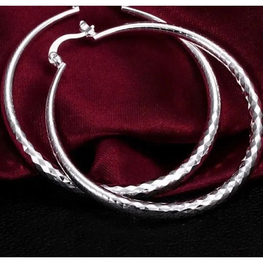 🌺 Silver hoops large 925 sterling 🌺